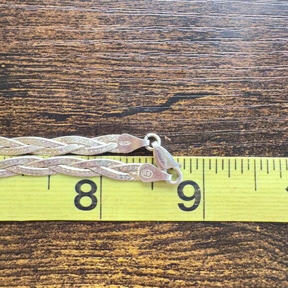 Sterling Silver 925 Braided Flattened Curb Link Chain 5mm Size 17.5" Length - Picture 10 of 11